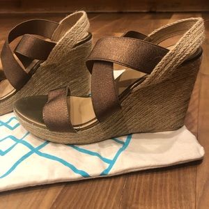 NWT - Espadrille Wedges -copperish, subtle shimmer